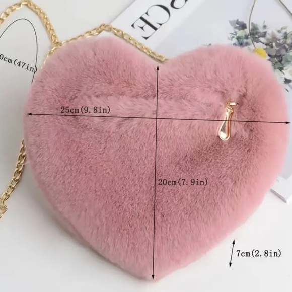Fuzzy Heart Pink Purse! - Picture 2 of 2